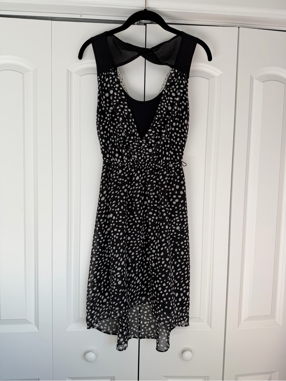 Black Polka Dot Sleeveless Dress